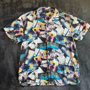 No‎ Boundaries Mens Large Tropical Palm Tree Surfboard Hawaiian Shirt